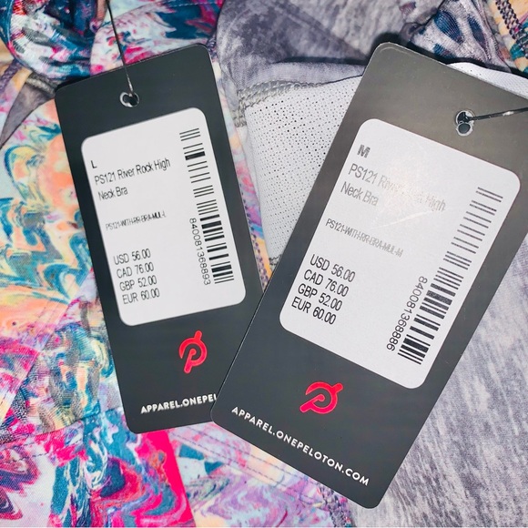 New Peloton Racerback River Rock High Neck Zigzag Multicolor Sport Bra - Picture 5 of 5